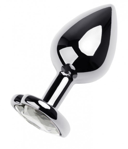 Серебристая анальная пробка с прозрачным кристаллом-сердцем - 8 см. - ToyFa - купить с доставкой в Нефтекамске