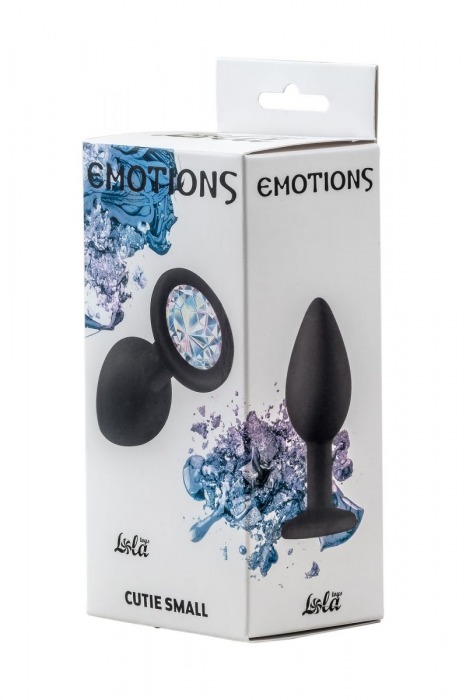Чёрная анальная пробка Emotions Cutie Small с прозрачным кристаллом - 7,5 см. - Lola Games - купить с доставкой в Нефтекамске
