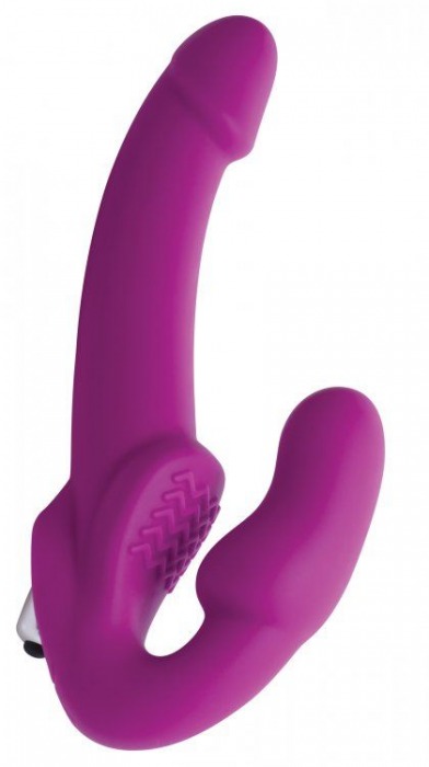 Ярко-розовый безремневой вибрострапон Evoke Vibrating Strapless Silicone Strap-on Dildo - XR Brands - купить с доставкой в Нефтекамске