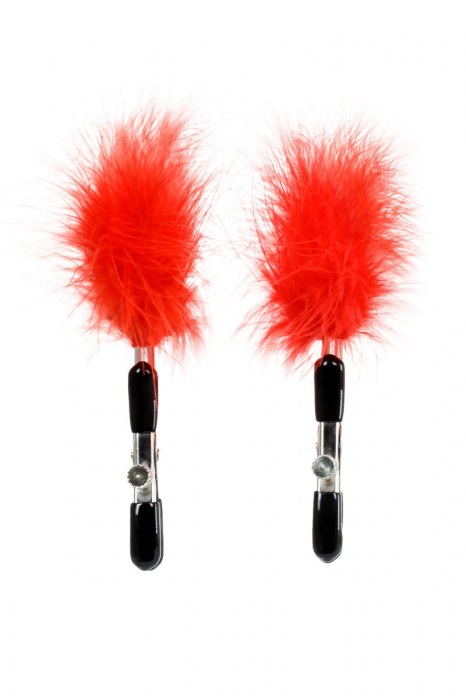 Зажимы для сосков с красным пухом Theatre - ToyFa - купить с доставкой в Нефтекамске
