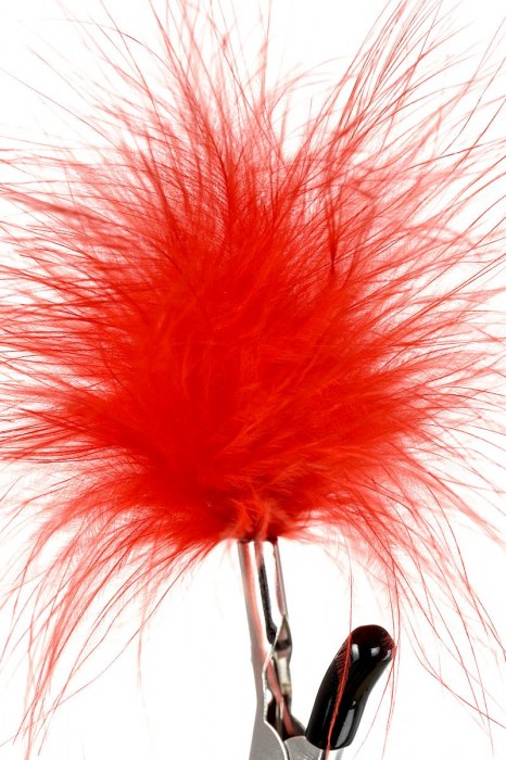 Зажимы для сосков с красным пухом Theatre - ToyFa - купить с доставкой в Нефтекамске