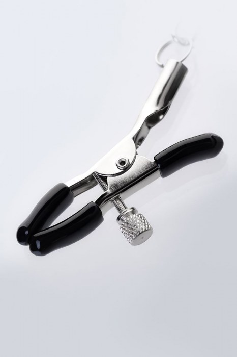 Серебристо-чёрные зажимы для сосков с кольцом для пениса TOYFA Metal - ToyFa - купить с доставкой в Нефтекамске