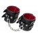 Черные кожаные наручники с двумя ремнями и красной подкладкой - Pecado - купить с доставкой в Нефтекамске